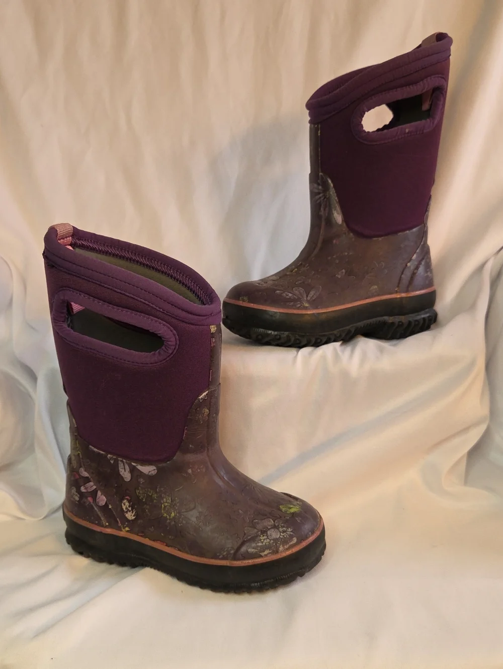Bogs Kids Purple Floral Neoprene Rain Boots